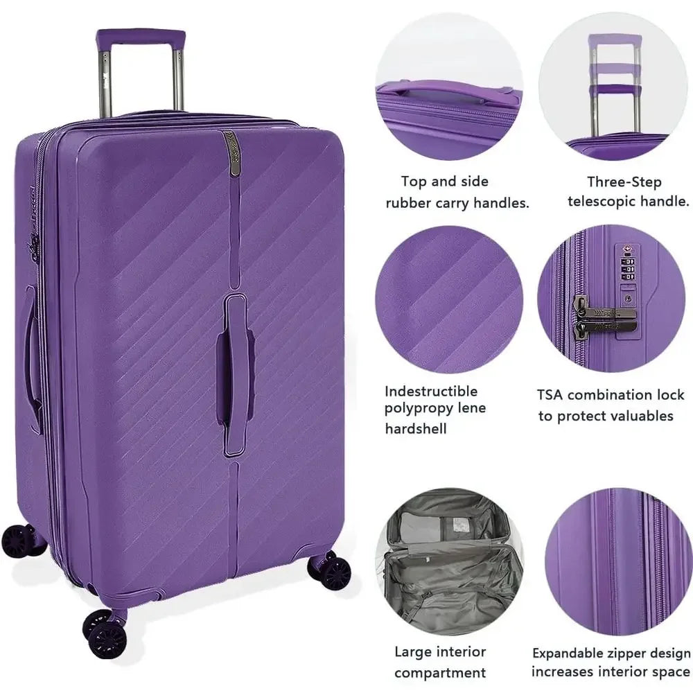 3-Piece Luggage Set: 20/26/30 with TSA Lock, Large Spinner Wheels