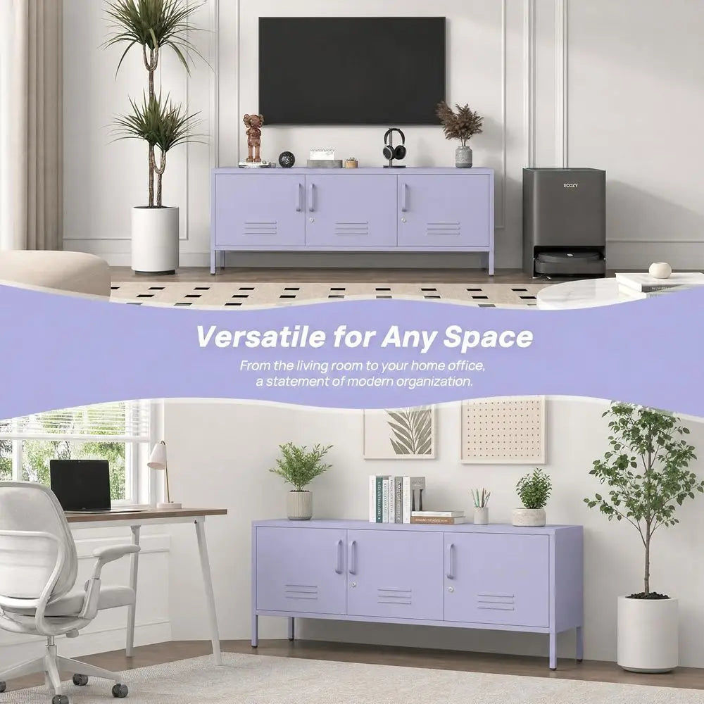Adjustable Shelf Metal Storage Cabinet, 22H x 47.3W x 13.8D