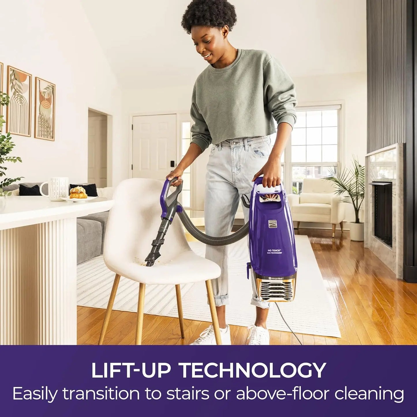 Powerful Bagged Upright Vacuum with HEPA Filter, 3-in-1 Tools for Hardwood Floors and Pet Hair, Lightweight