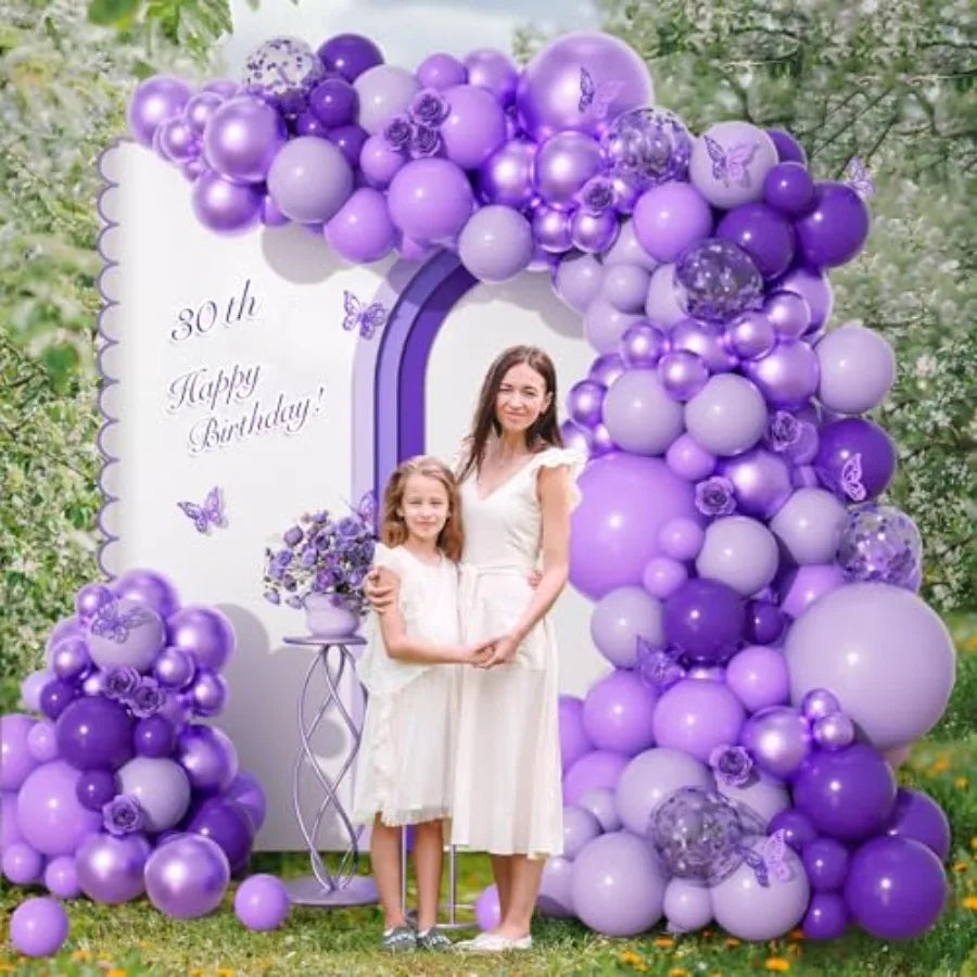 136 pcs Purple Balloons Garland Arch Kit