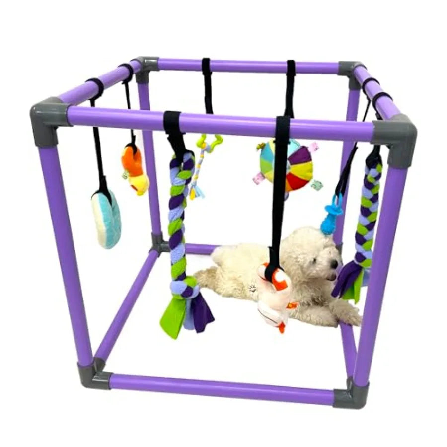 Small Dog Puppy Play Gym with 8 Hanging Toys