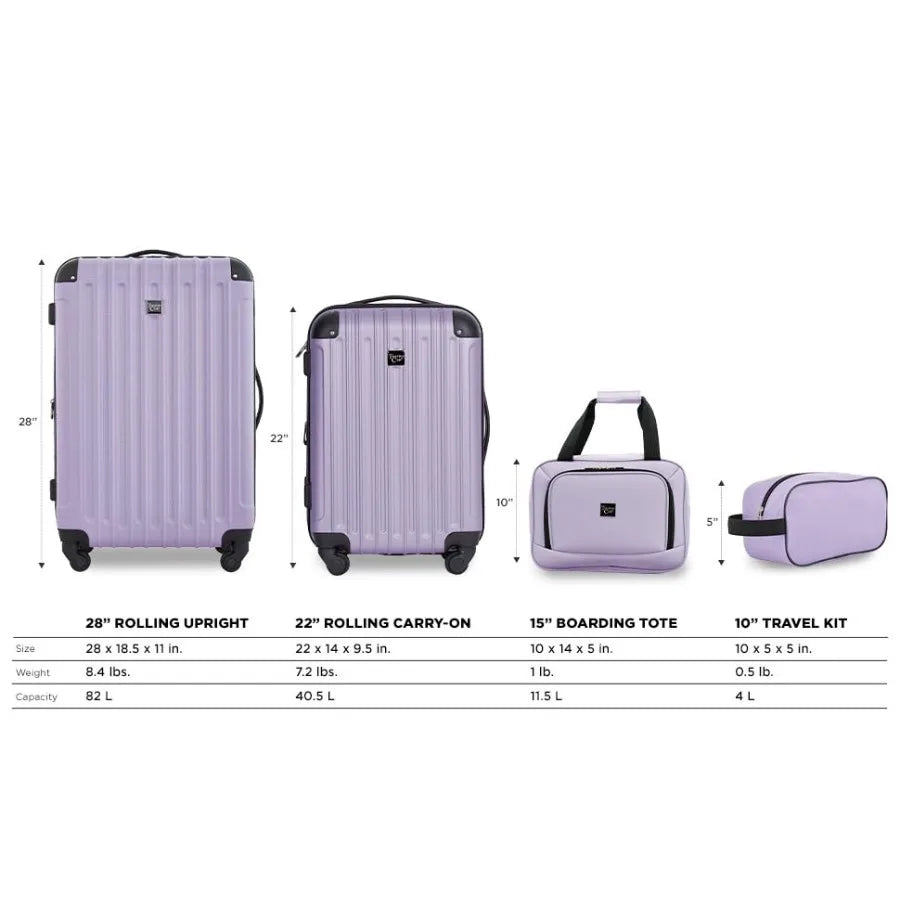 zz-Midtown Hardside 4-Piece Luggage Travel Set, Lilac