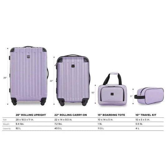 zz-Midtown Hardside 4-Piece Luggage Travel Set, Lilac