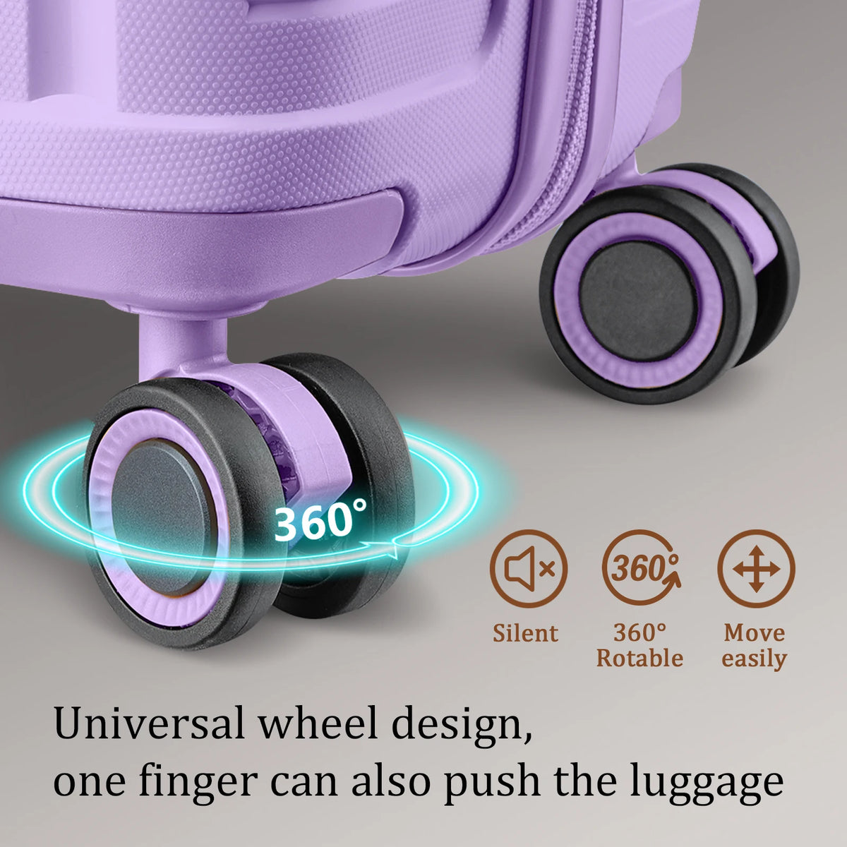 3-Piece Travel Luggage Set, PP Hard Shell Lightweight Durable Suitcase with TSA Lock and Spinner Wheels