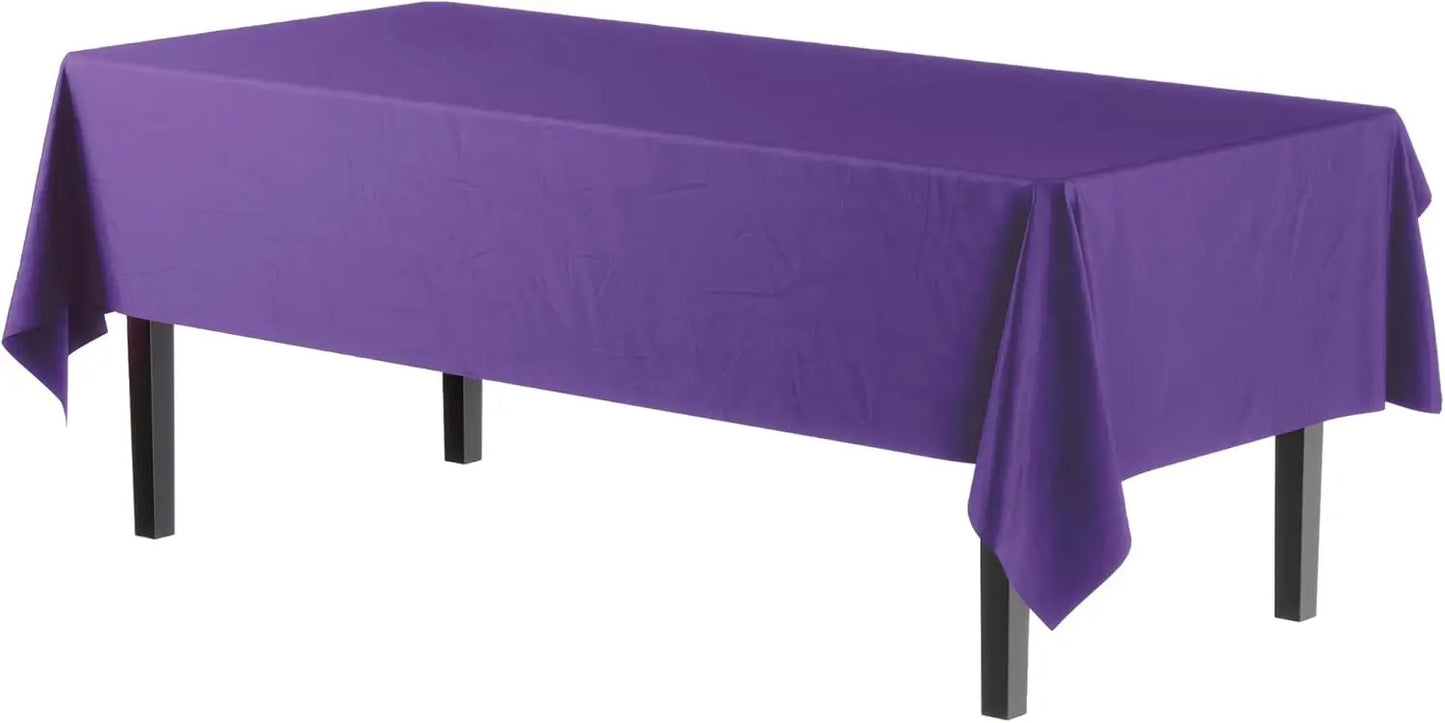 Premium Purple Plastic Tablecloth 54x108 Inch, Heavy-Duty Disposable