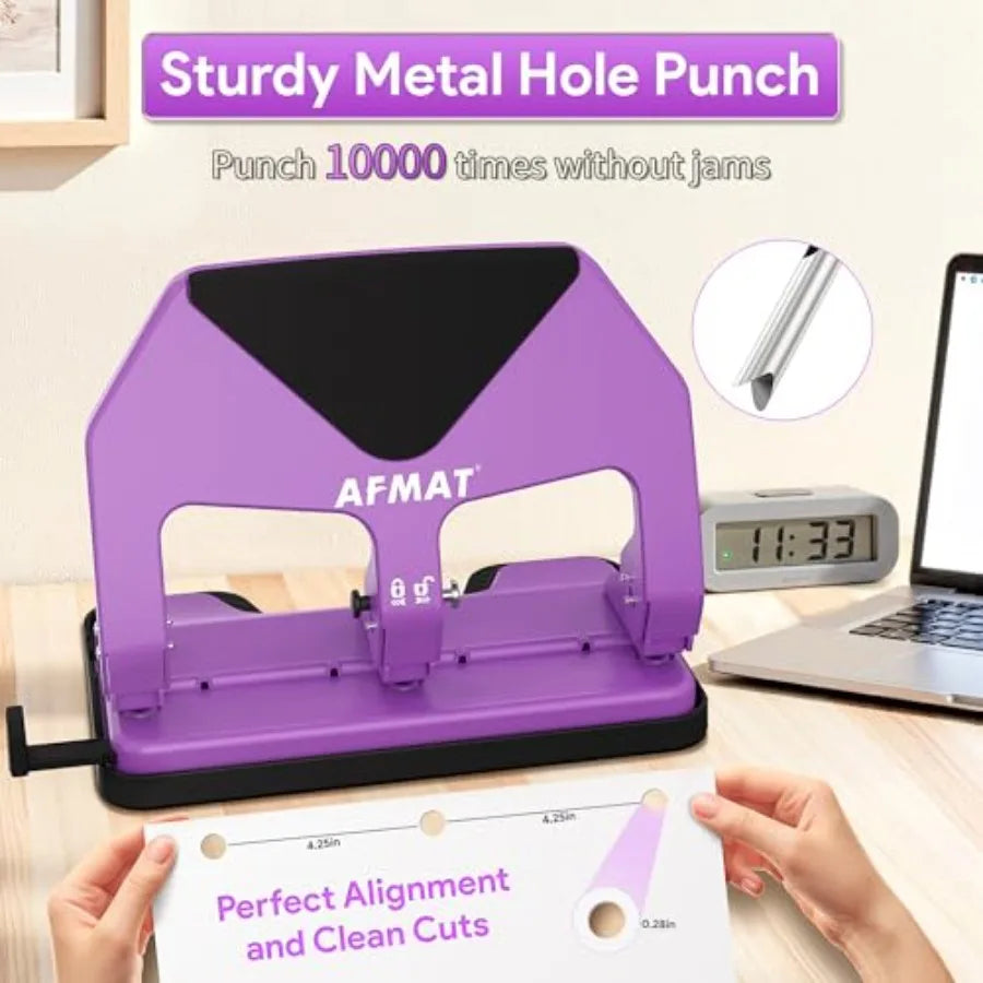 Heavy Duty 3 Hole Punch 50-Sheet Capacity 50% Reduced Effort
