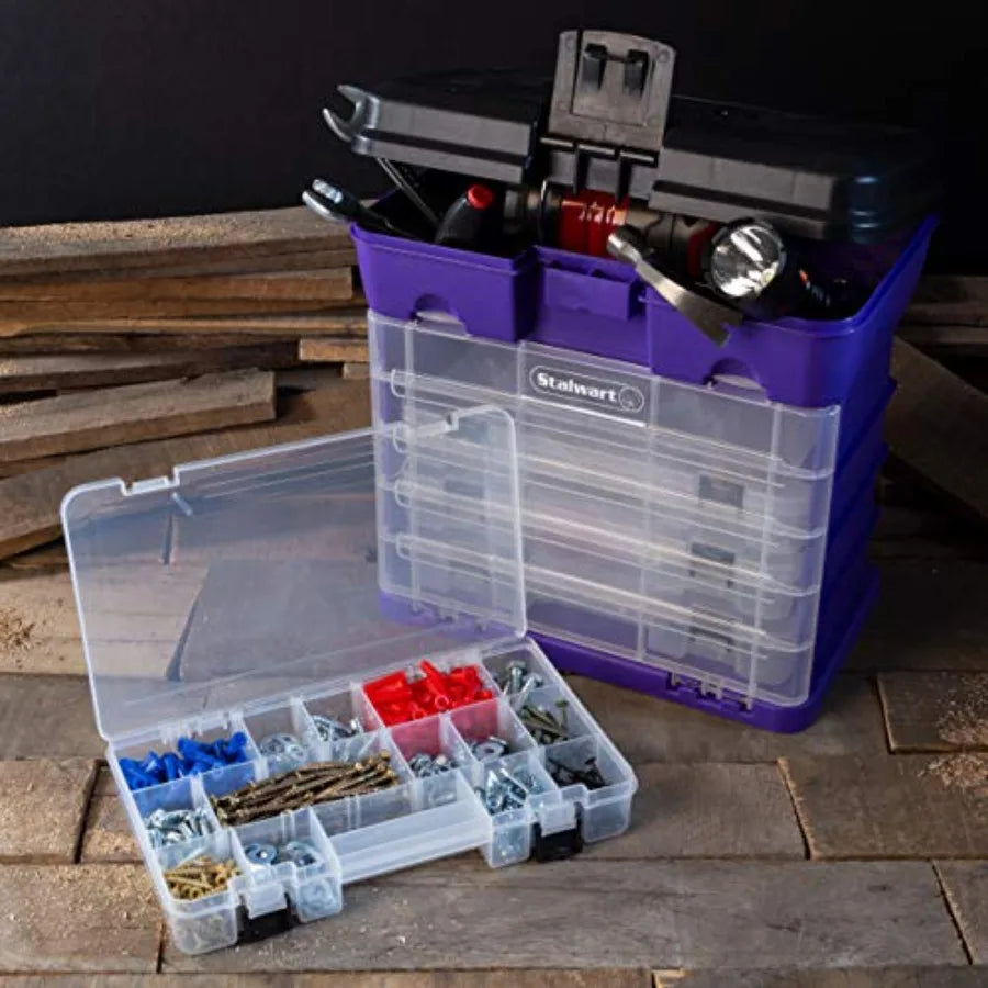 Storage and Toolbox-Durable Organizer Utility Box-4 Drawers with 19 Compartments Each