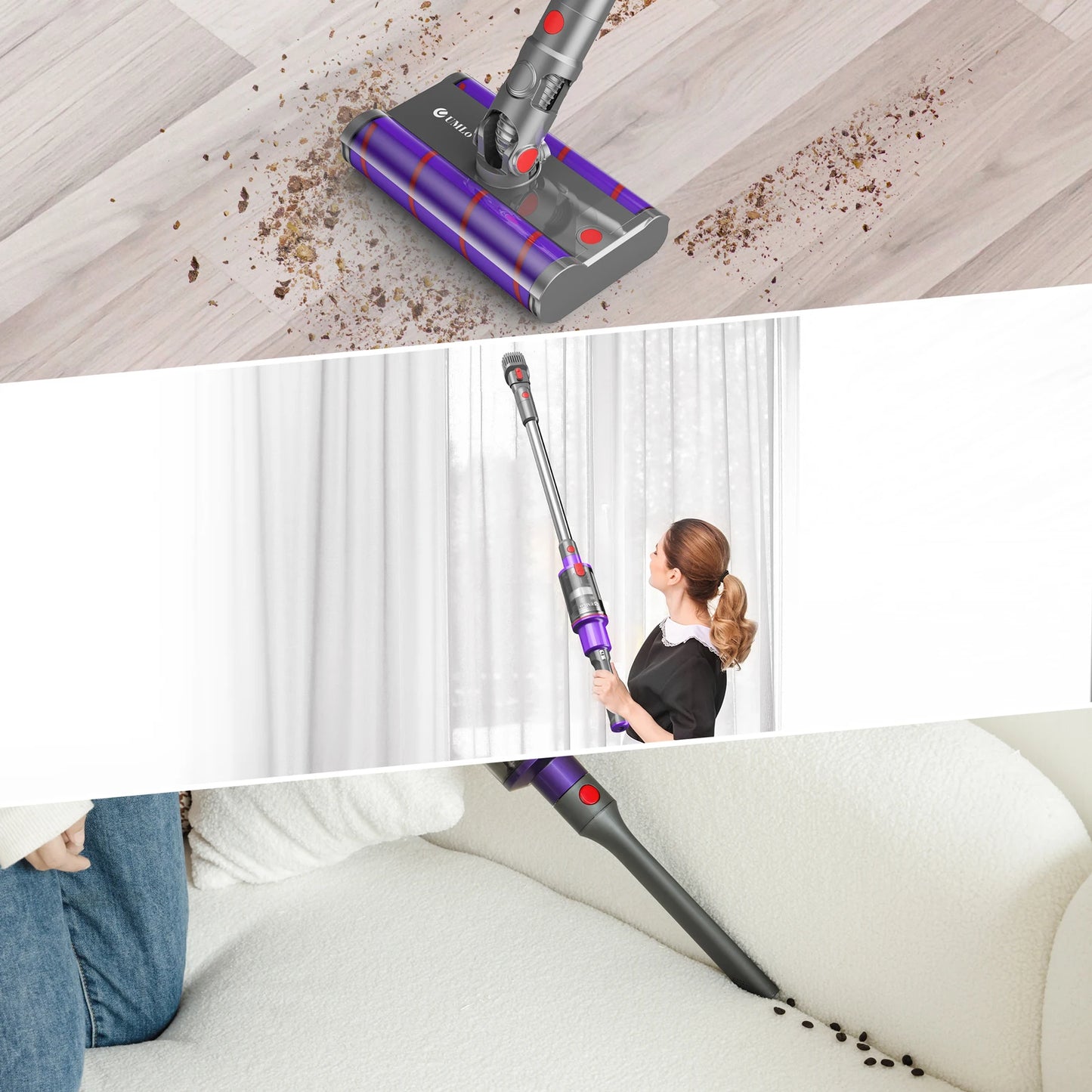 Cordless Vacuum Cleaner,  Powerful Stick Vacuum with Brushless Motor, Purple