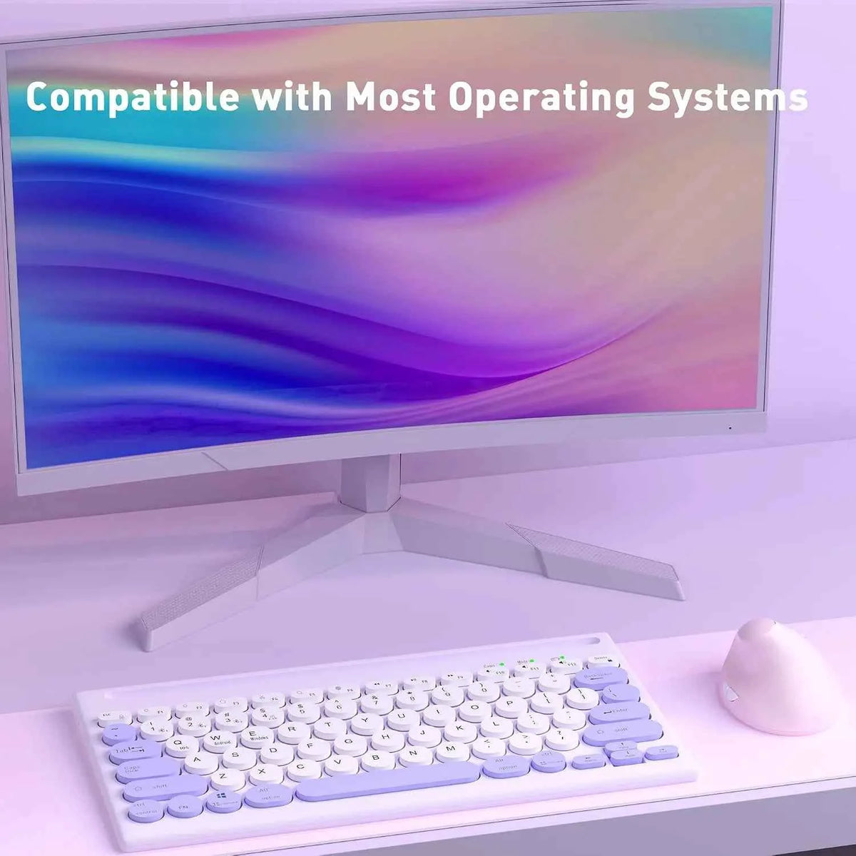 Purple Multi-Device Bluetooth Wireless Keyboard with Easy-Switch for Up to 4 Devices, Slim, Laptop, Windows, Mac, Chrome OS, Android, iPadOS, Apple TV Lavender Keyboard
