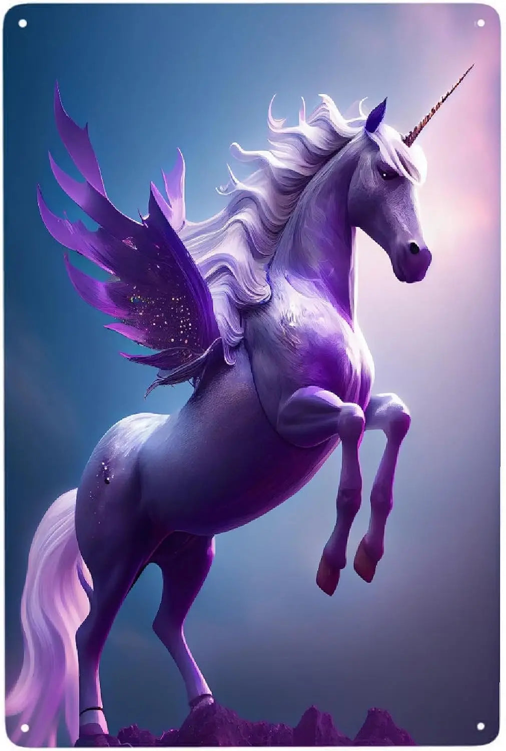 Purple Unicorn Metal Poster Sign Decor Funny Aluminum 12x8 Inch Posters