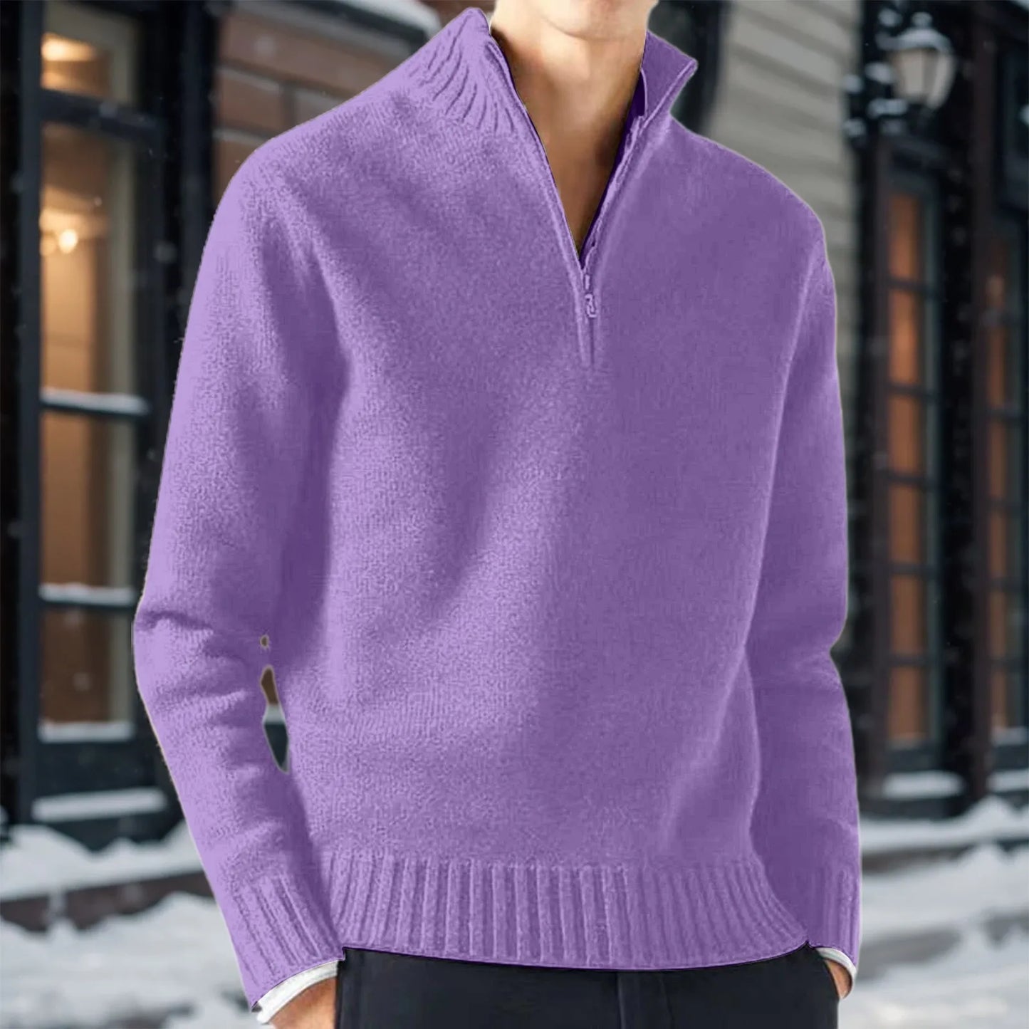 Sweaters For Men Clearance Casual Simple Bottom Sweater Warm Knit Half Zip Long Sleeve Sweater