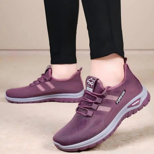 Women's Purple Breathable Mesh Sneakers, Lightweight Non-Slip Casual Walking Shoes for Daily Wear