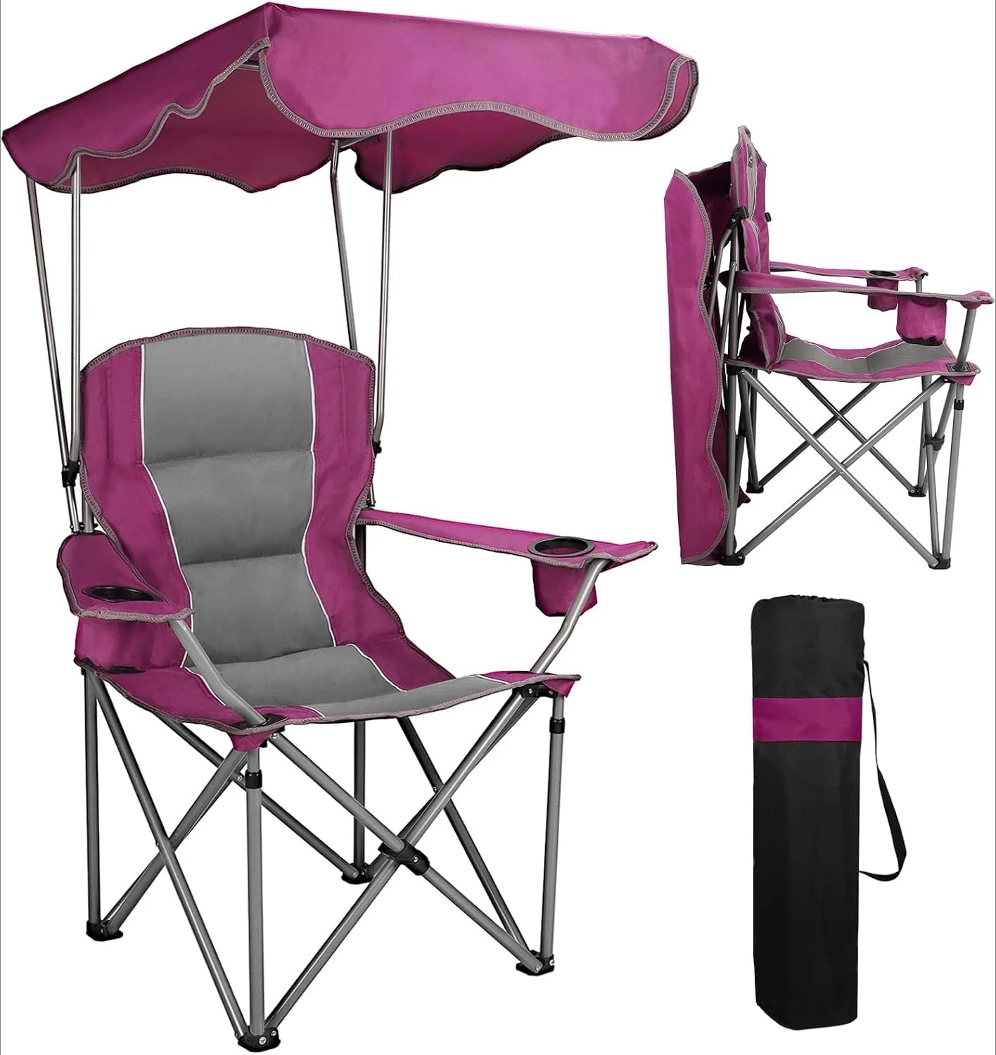 Folding Camping Chair With Adjustable Canopy Shade