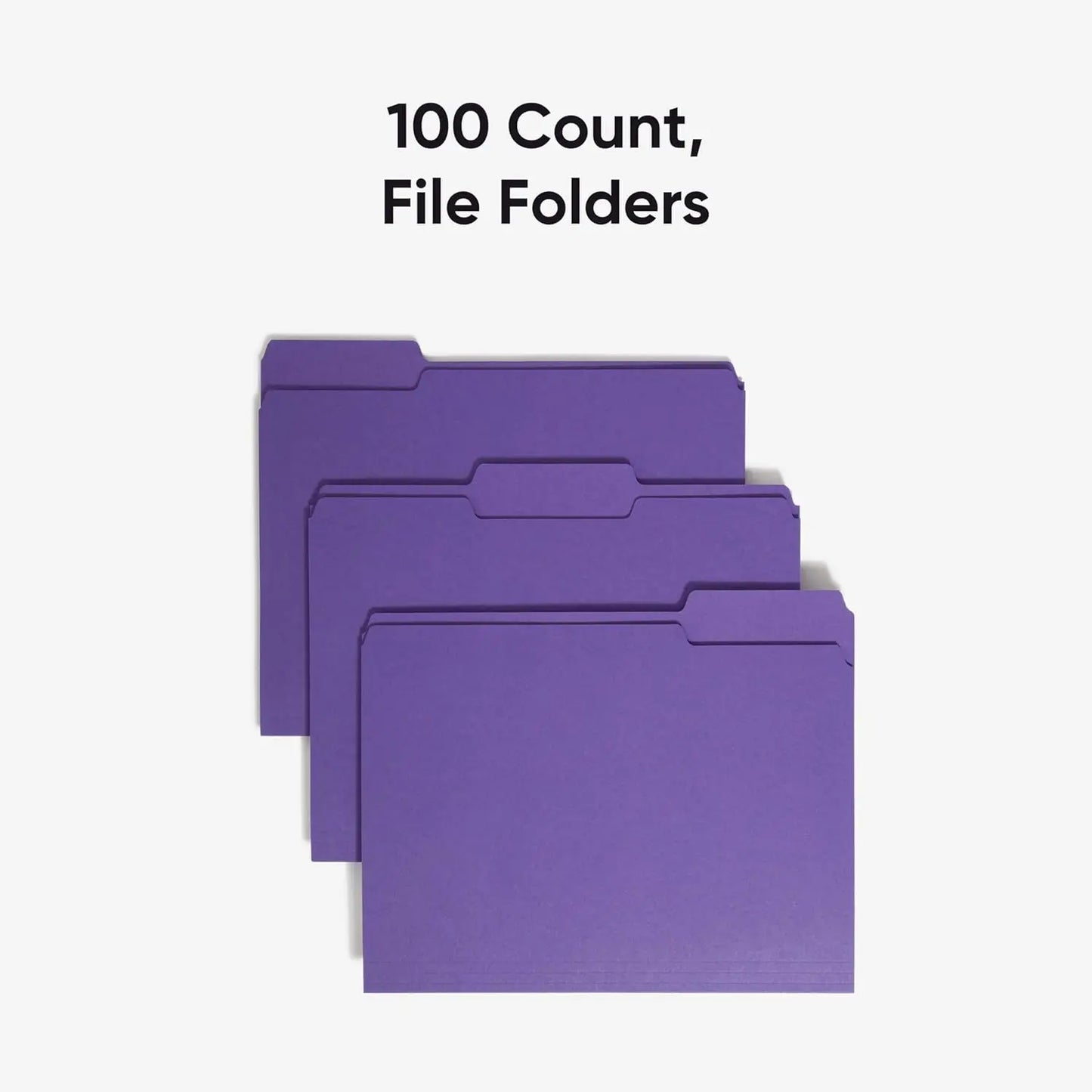 100 Purple Letter Size File Folders with 1/3-Cut Tabs