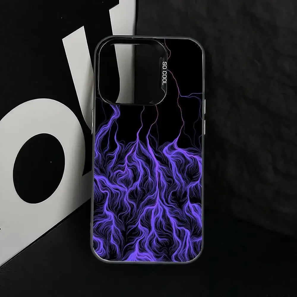 Purple lightning Phone Case case for iPhone17 16 15 14 13 12 11 Pro/ Max/Plus shock-proof rear cover anti-fingerprint