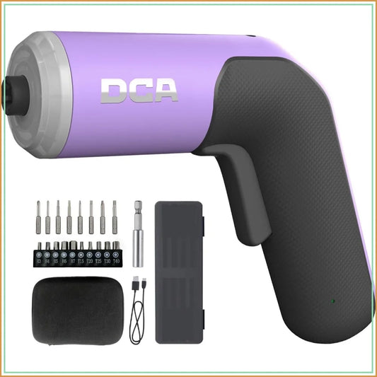 4V Electric Screwdriver Set, 2000mAh Li-ion Battery, 1/4" Hex Chuck, USB-C, 18 Bits, Purple