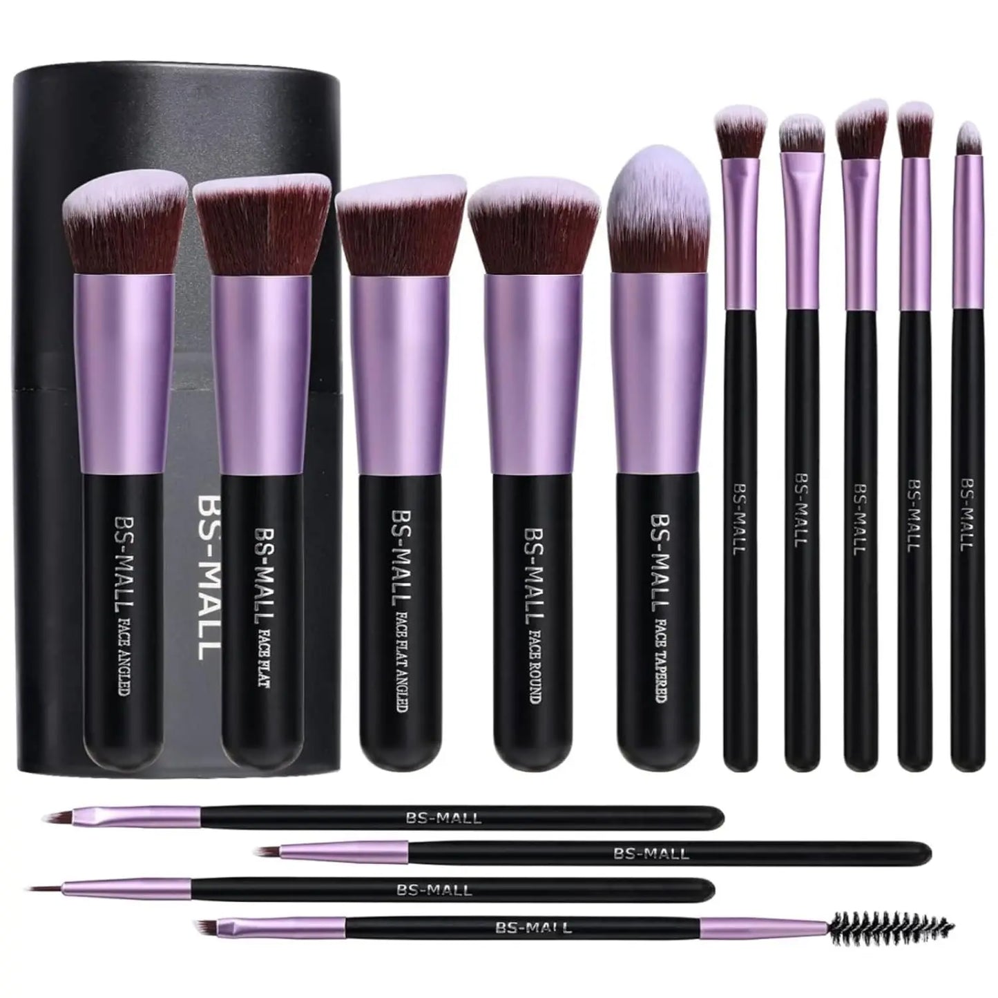 14-Piece Purple Makeup Brush Set with Travel Case