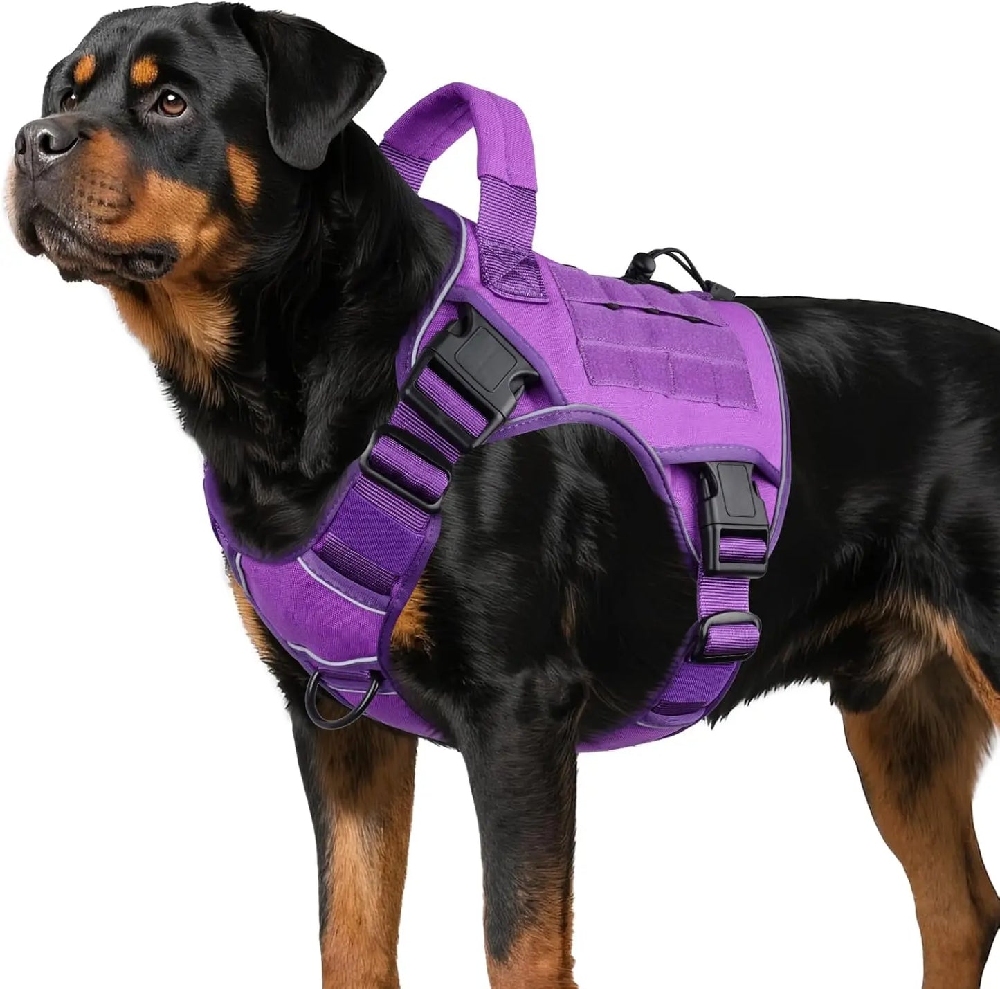 Purple Tactical Dog Harness for Large Dogs, Heavy Duty No Pull with Handle, Adjustable Reflective Vest