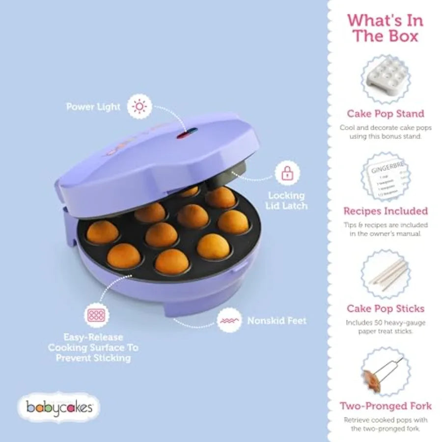 Cake Pop Maker by Select Brands - Includes Decorating Stand and 50 Sticks - Non-Stick Coating