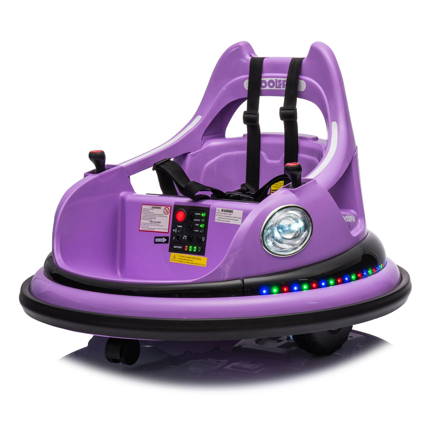 Kids Electric Ride On Toy 12V Car w/Bluetooth Remote Control, Safety Belt, Music, LED Lights