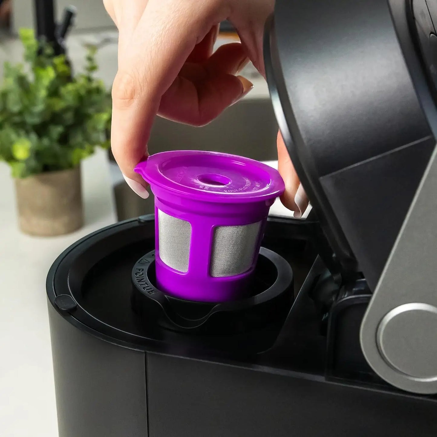 Reusable K Cup Pod Coffee Filters with Built-In Mesh Strainer for Keurig & Single Cup Makers, 4-Pack