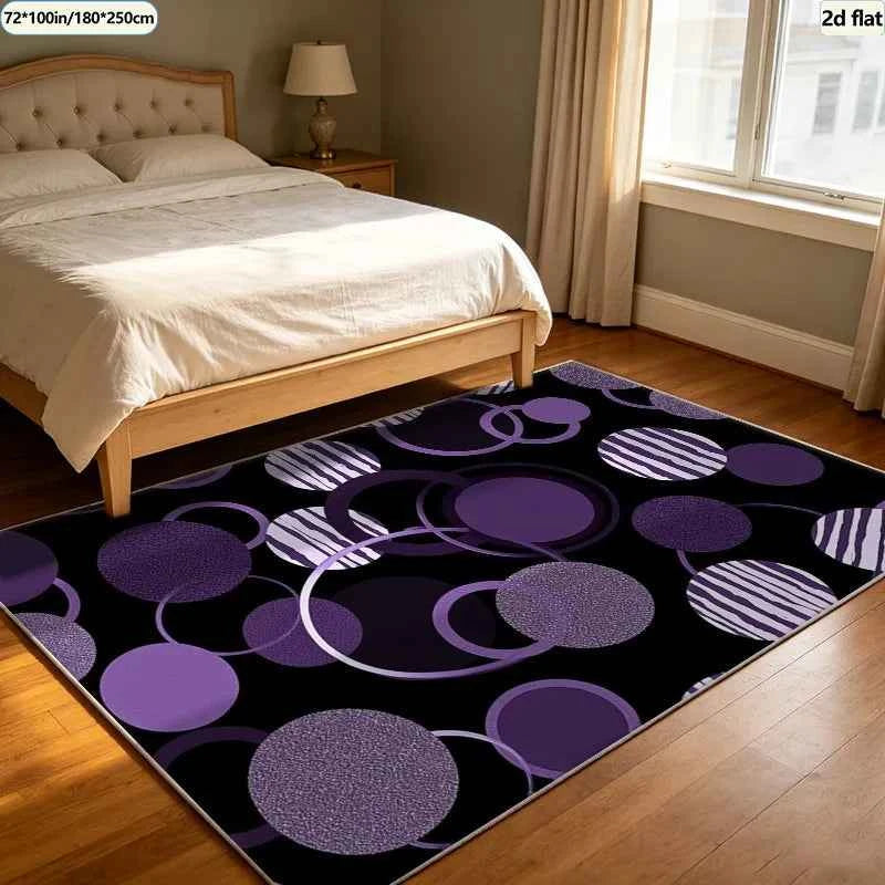 Purple Circular Abstract Geometric Carpet,
