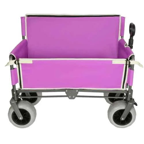 3-in-1 Heavy-Duty Folding Wagon: Bench Seat, Storage, 500lbs/180L, All-Terrain Wheels (Purple)