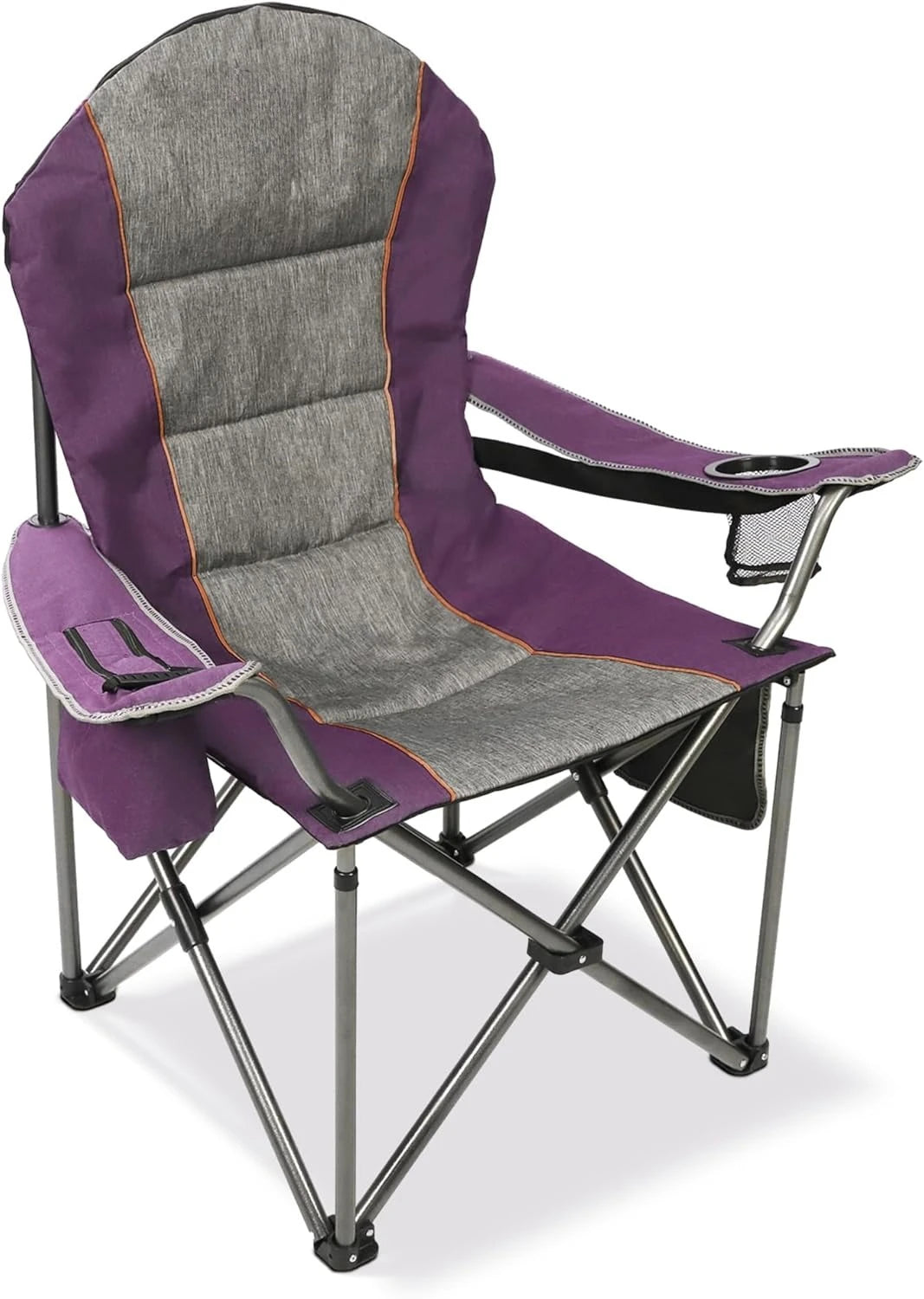 High Back Folding Camp Chair with Cup Holder and Cooler Bag