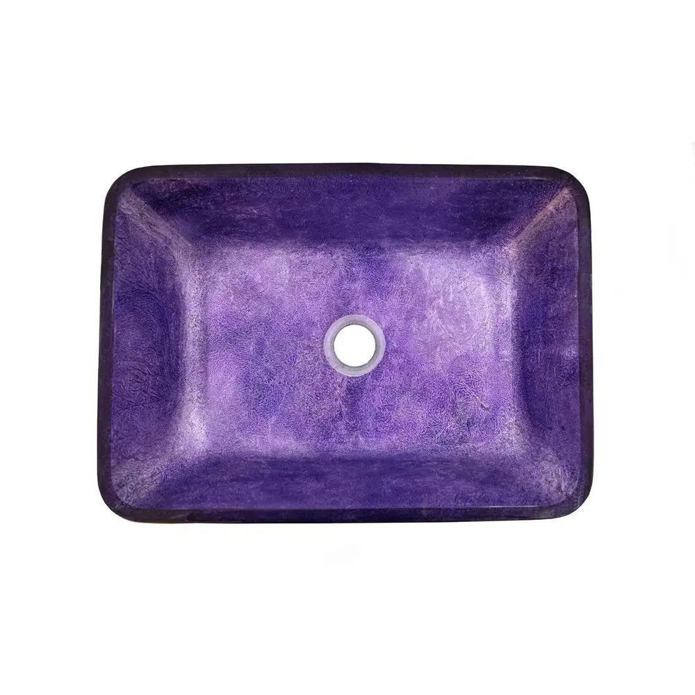 Black & Purple Foil Rectangular Glass Sink Bowl Bathroom Vessel Sink for Vanity Top
