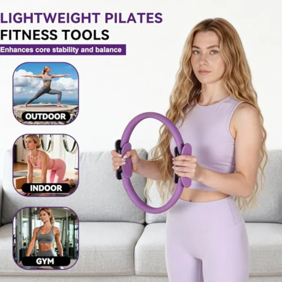 Fitness Set: Pilates Ring, Ball, Resistance Bands, 12'' Magic Circle, 9.8'' Ball