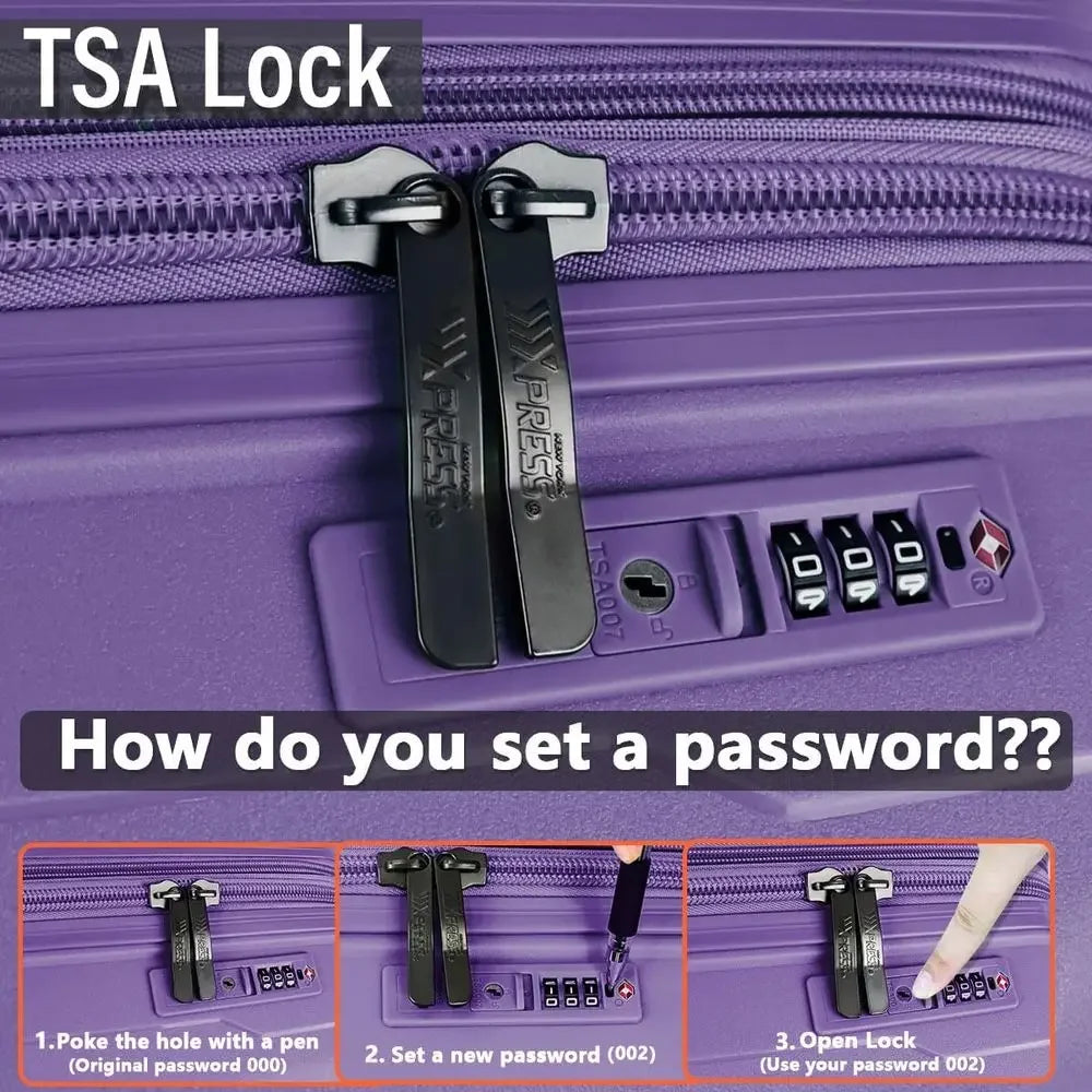 3-Piece Luggage Set: 20/26/30 with TSA Lock, Large Spinner Wheels