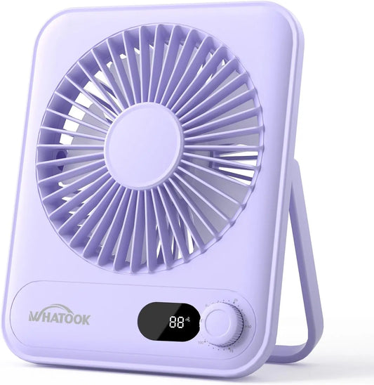 Portable Rechargeable Mini Desk Fan: 5000mAh 25-Hour Battery, Quiet Cooling for Office & Travel, Adjustable Angle