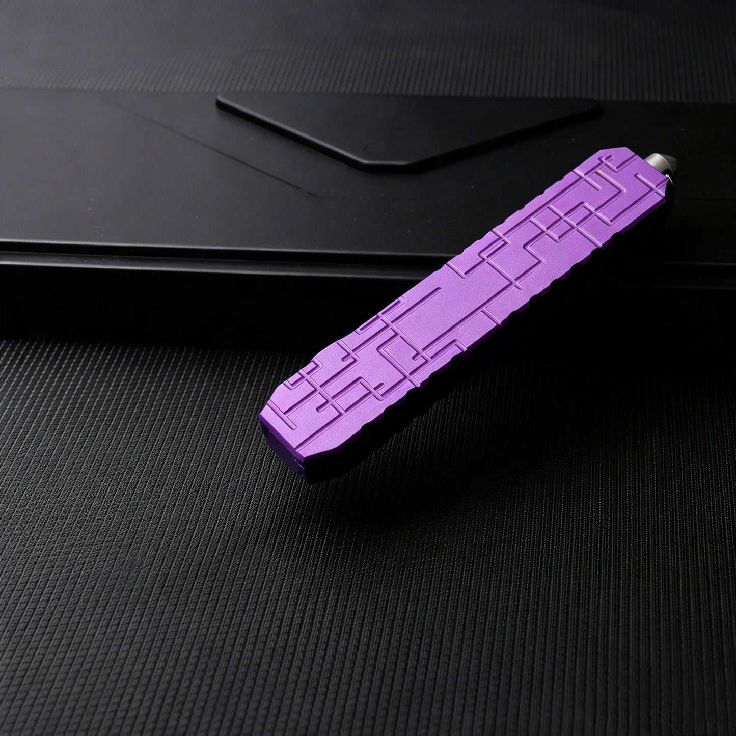 Purple striped folding art knife