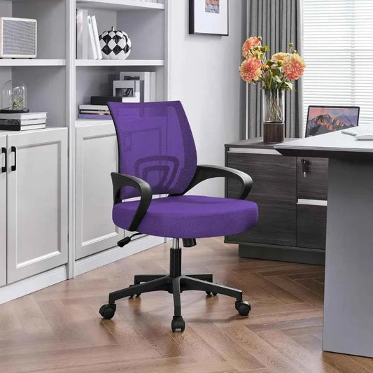 Mesh Task Swivel Office Desk Chair with Wheels, Adjustable, Purple