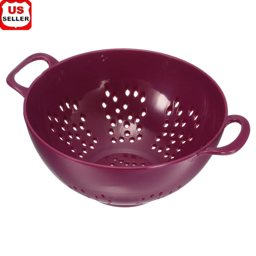 Plastic Food Colander with Double Handles, Plum