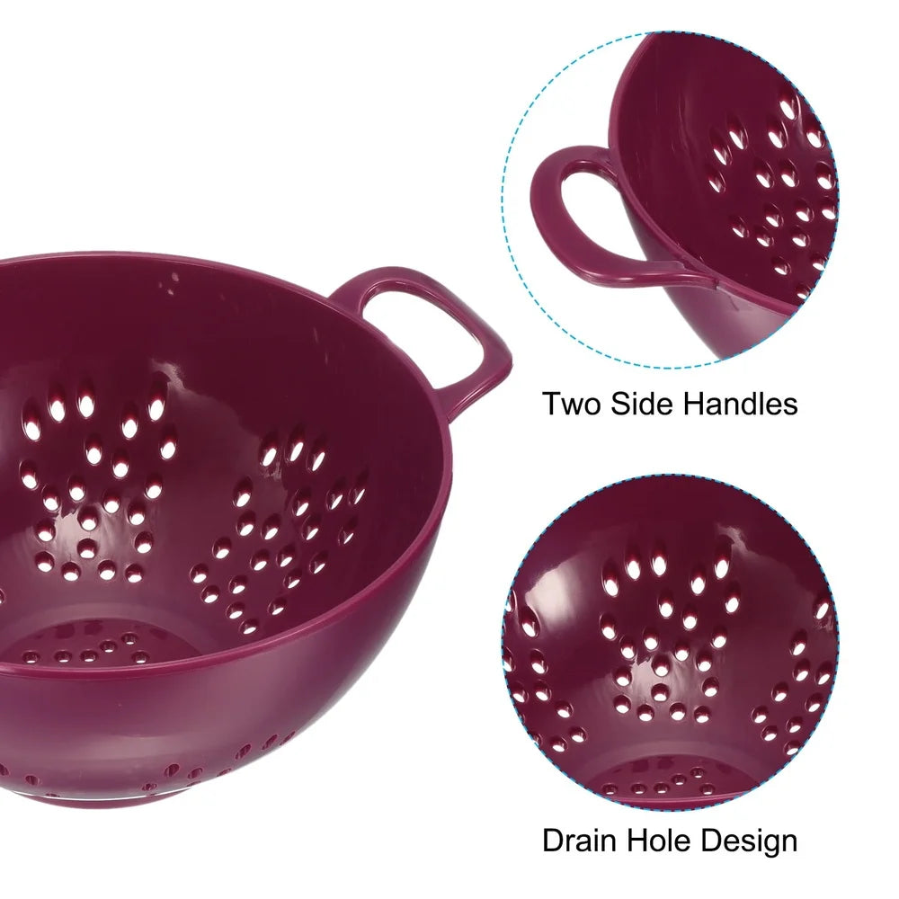 Plastic Food Colander with Double Handles, Plum