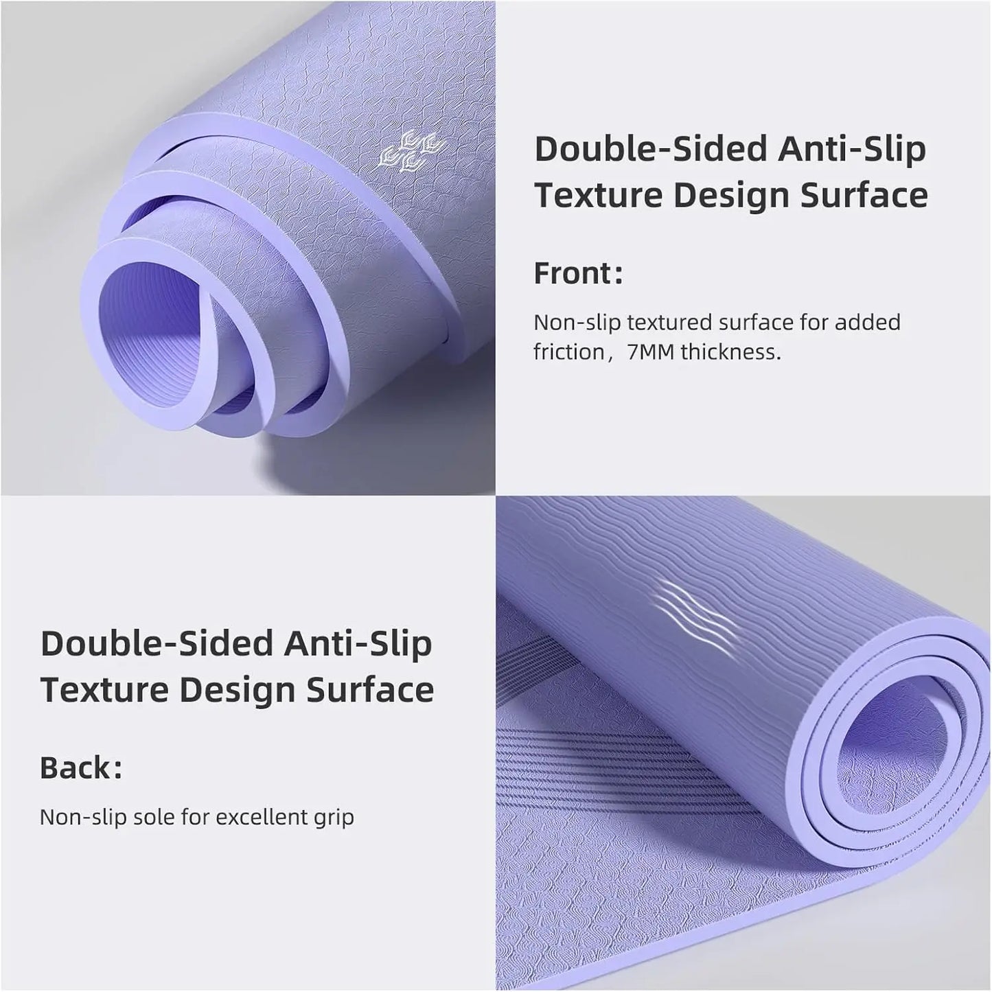Extra Wide 7mm Thick Yoga Mat, Non-Slip Exercise Mat