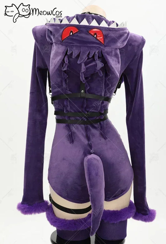 Women  Cosplay Costume Halloween Bodysuit Plush Hooded and Socks with Belt and Tail