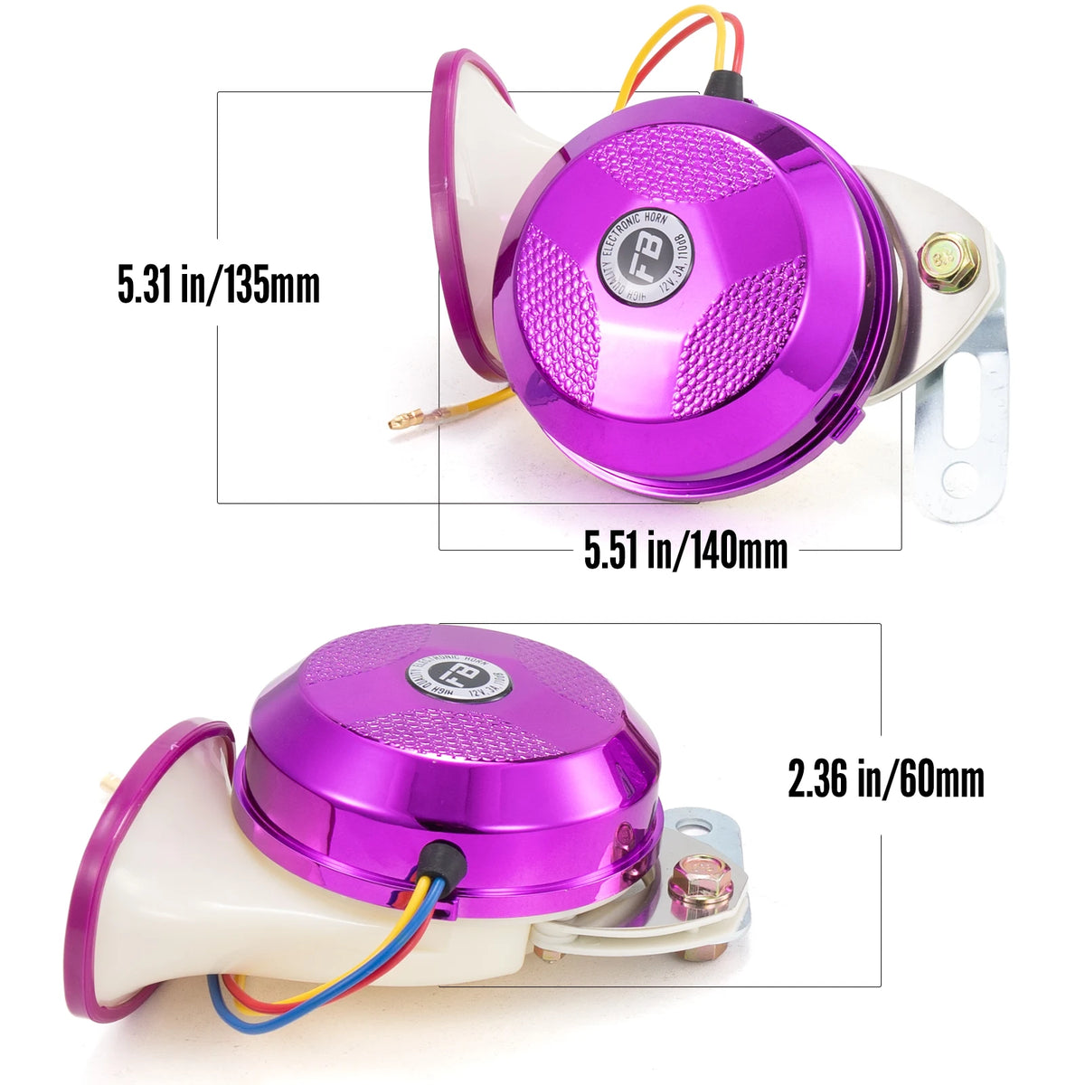 FARBIN 2Pcs/Kit 120db Snail Air Horn 12V Super Loud Six Tone Waterproof Horn