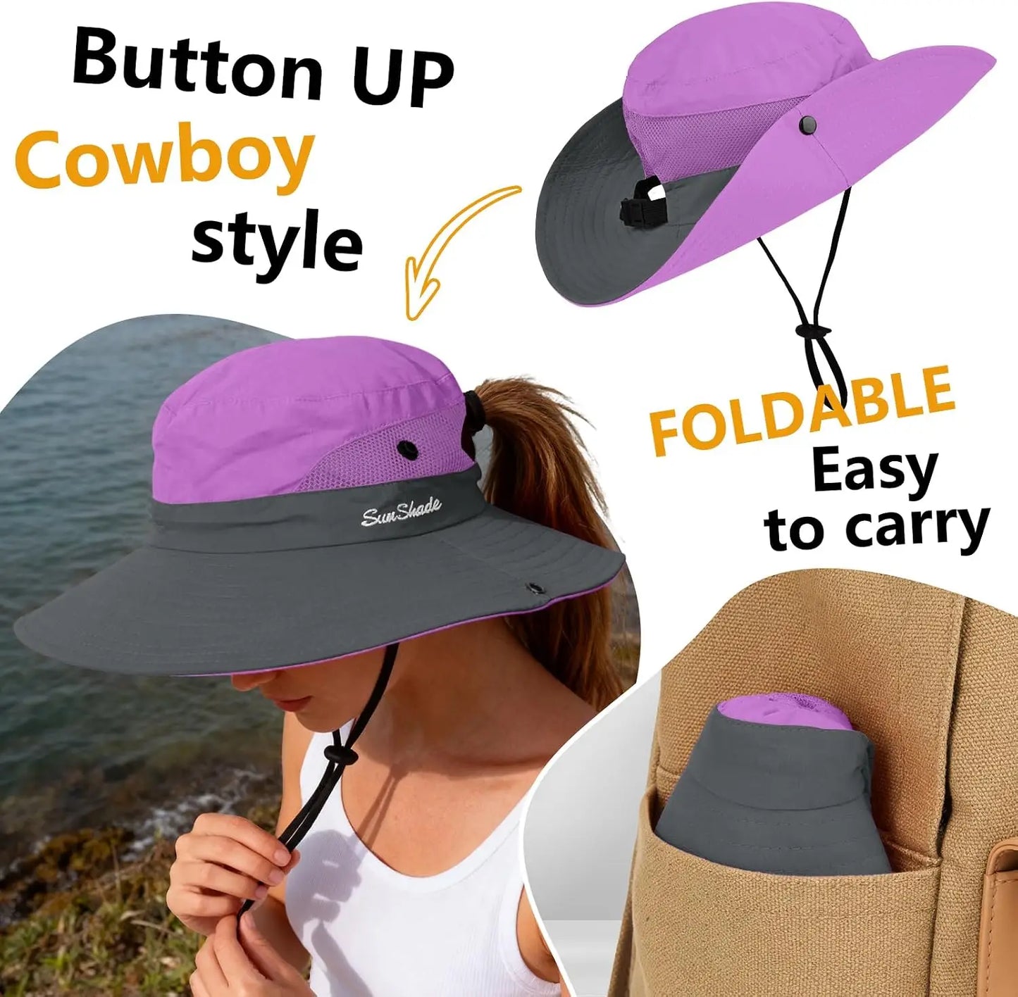 Women's Safari Sun Hat Wide Brim Outdoor Bucket Hat Foldable