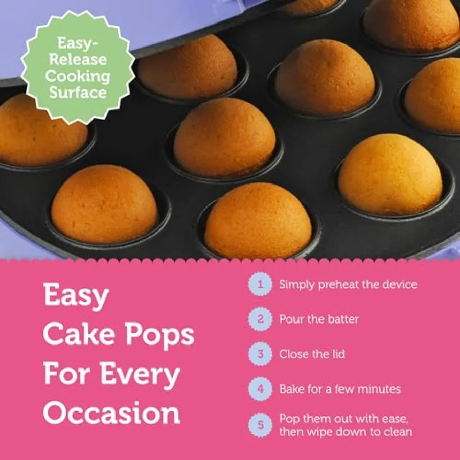 Cake Pop Maker by Select Brands - Includes Decorating Stand and 50 Sticks - Non-Stick Coating