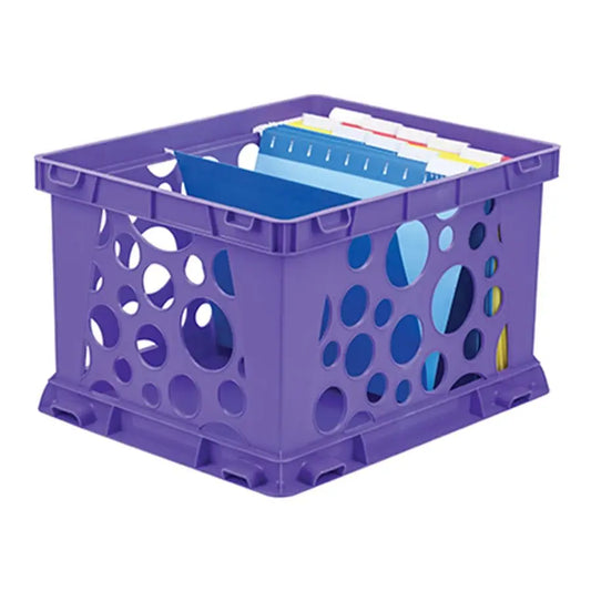 Premium File Crate with Handle Cutouts Letter and Legal Document and Folder Storage, Purple, 1 Pack