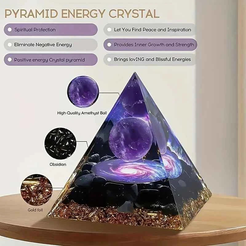 1pc Relieve Stress and Attract Wealth with Our Homeopathic Amethyst Crystal Ball Pyramid,