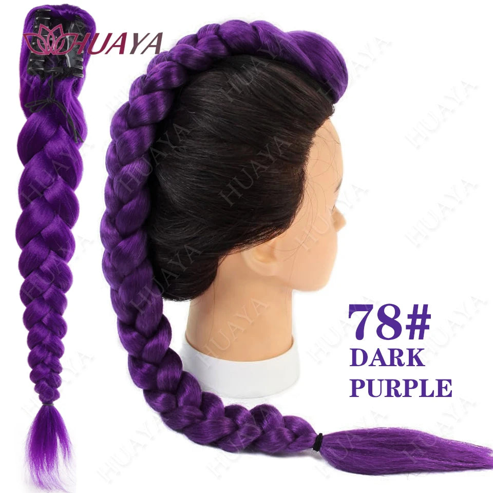 Synthetic Long Braided Purple Hair Ponytail Extension