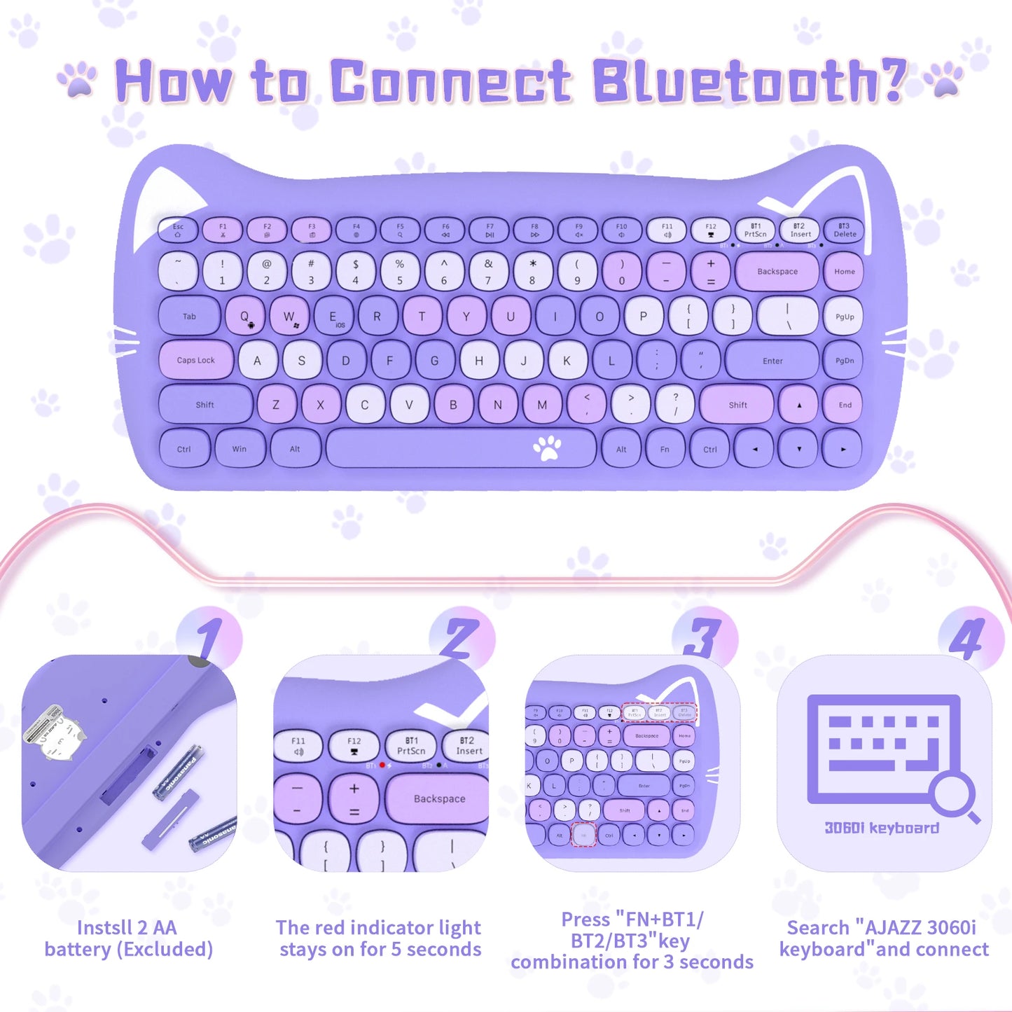 AJAZZ 3060i Wireless Cute Computer Keyboard