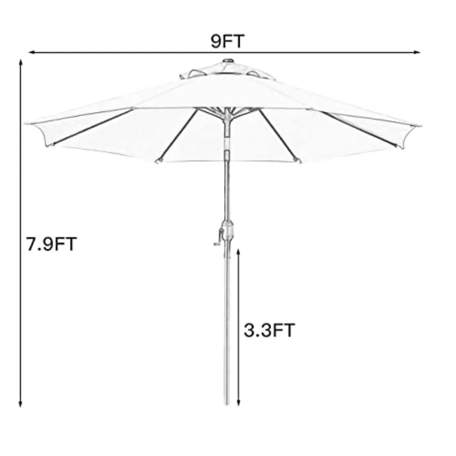9' Patio Umbrella Outdoor Table Umbrella with 8 Sturdy Ribs