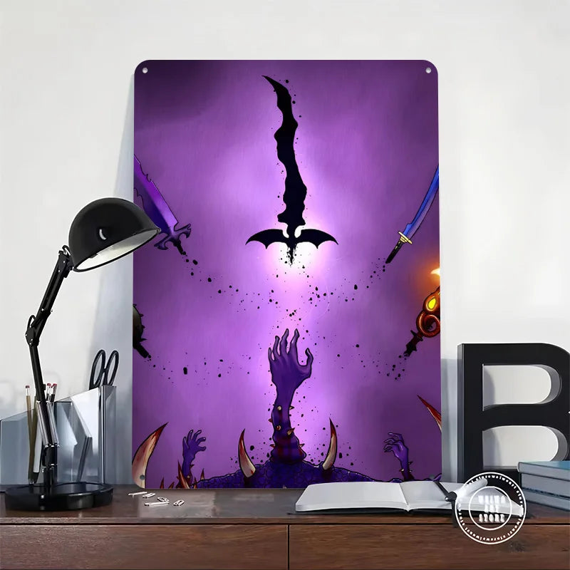 Fantasy Swords and Monster Art Printed Poster Customizable Wall Art Retro Vintage Metal Tin Signs