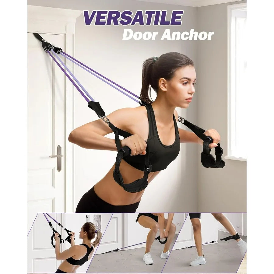 Upgraded Pilates Bar Kit with Resistance Bands Natural Latex, Heavy-Duty Stainless Steel
