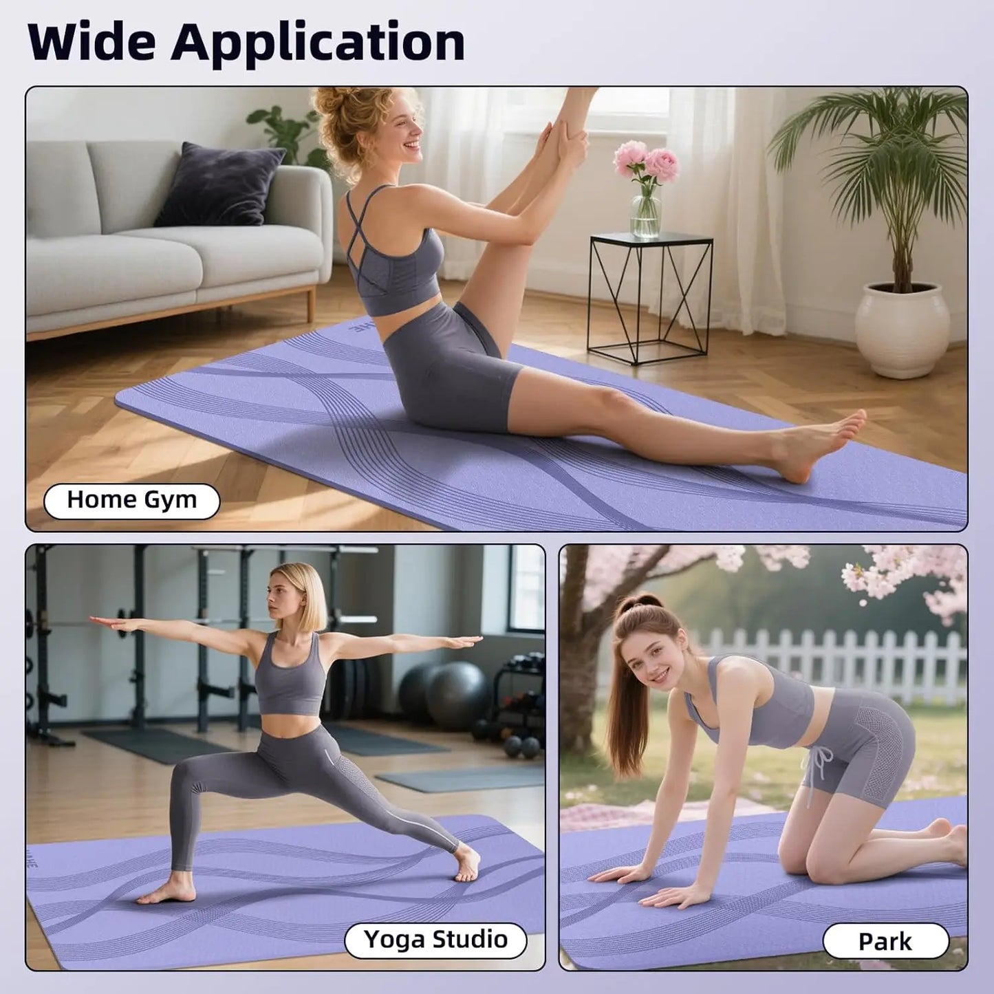 Extra Wide 7mm Thick Yoga Mat, Non-Slip Exercise Mat