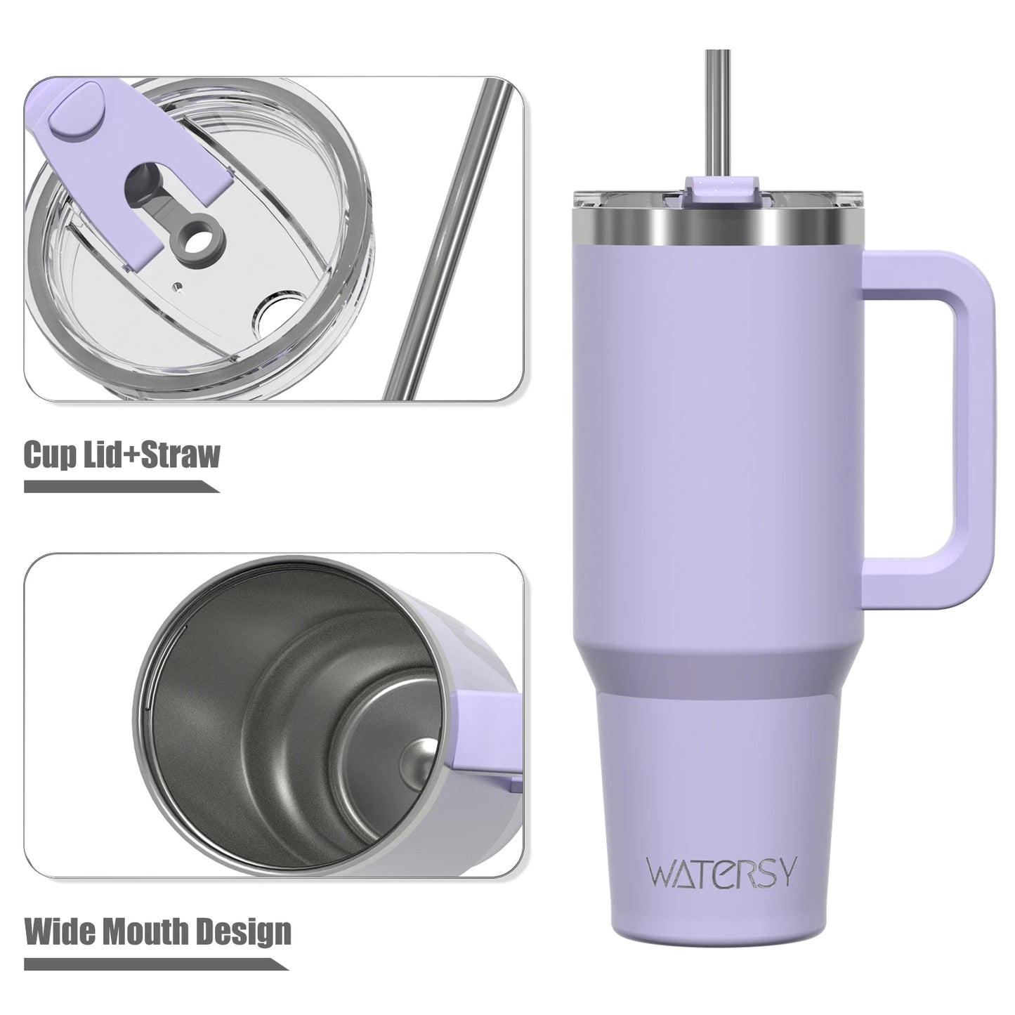 20/30/40oz Tumbler With Handle and Straw Large Capacity Stainless Steel Thermal Cup for Coffee Double Vacuum Insulated Mug